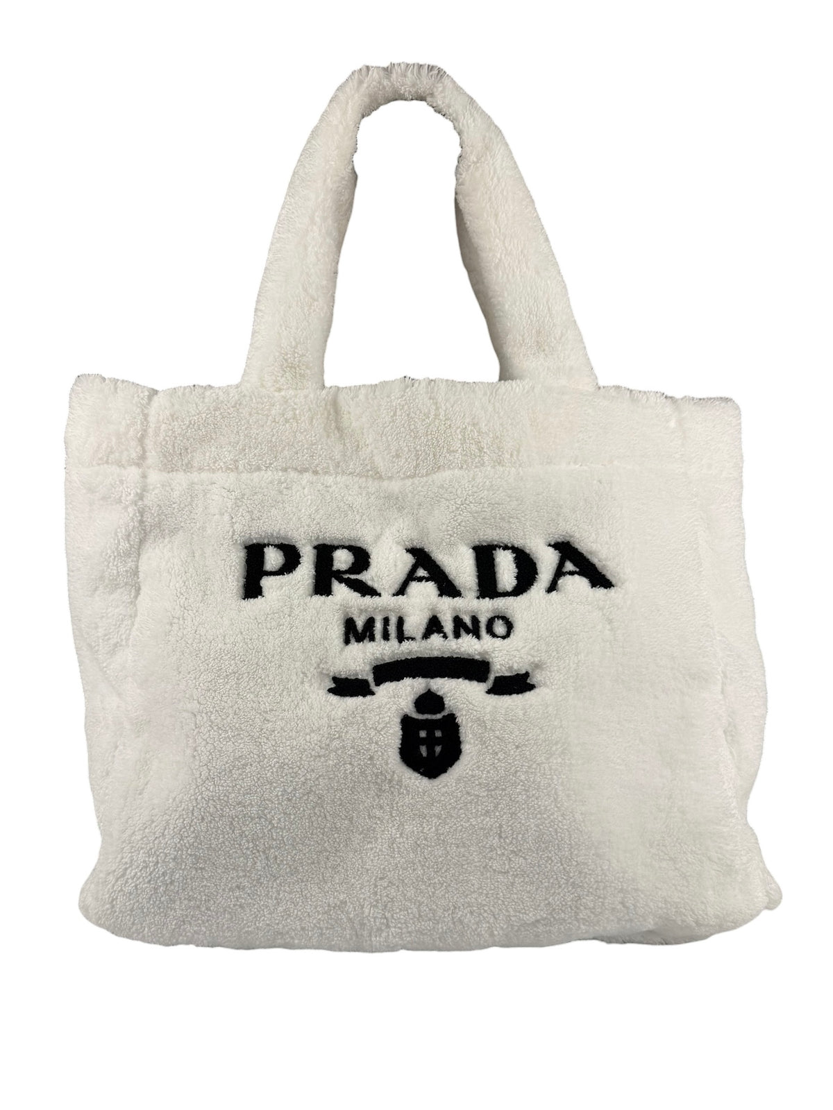 Prada White Terry Cloth Spugna Tote Bag
