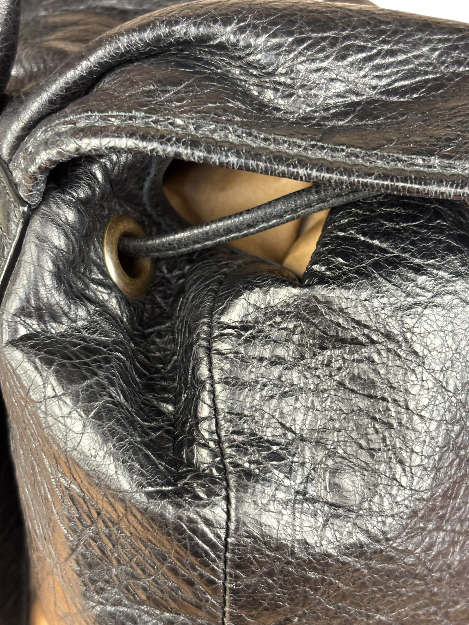 Balenciga Black Leather Classic Traveler Backpack