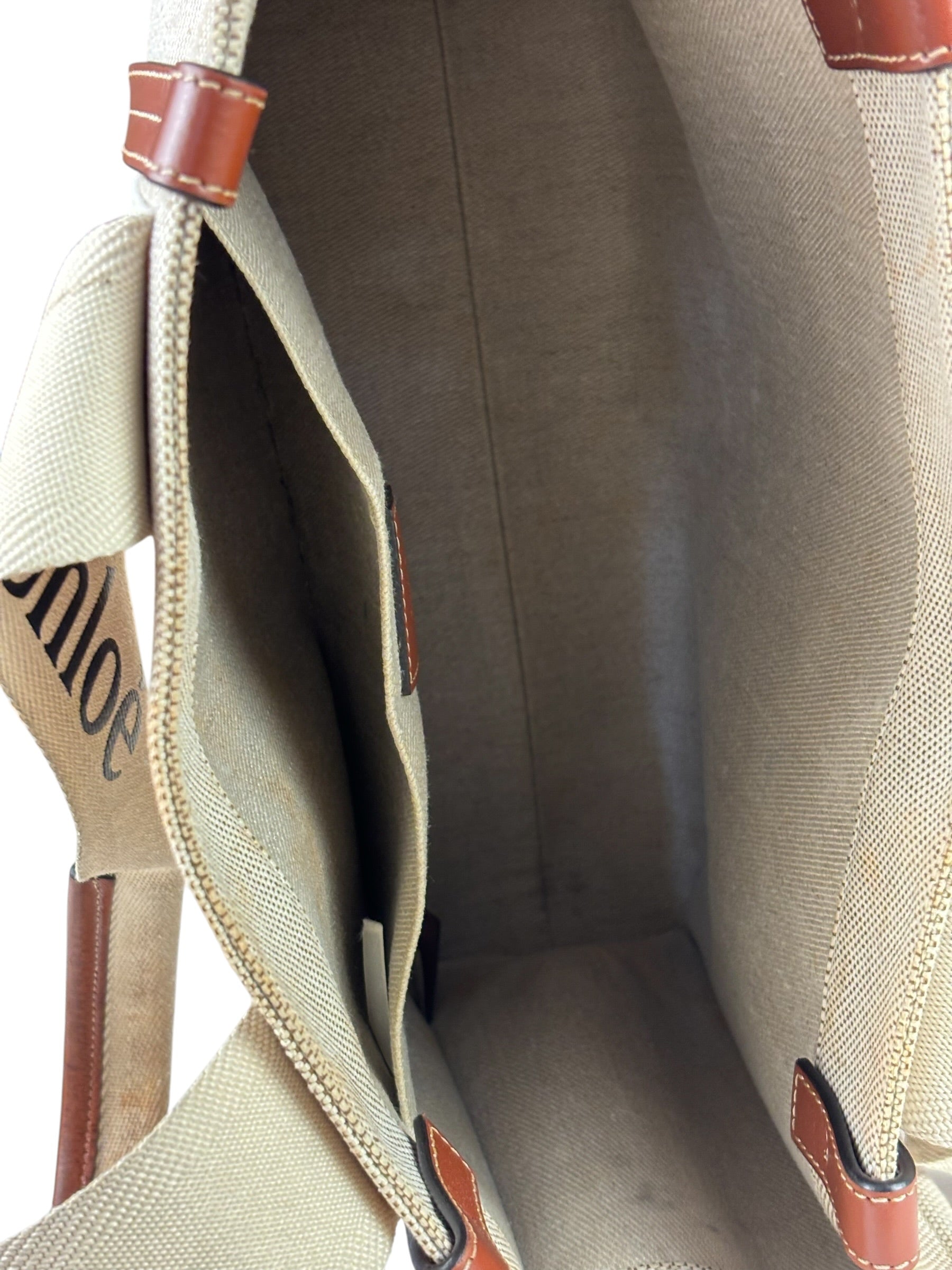 Chloé Canvas Beige/Brown Medium Woody Tote
