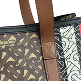 Burberry Leather TB Monogram Stripe E-Canvas Tote Bag