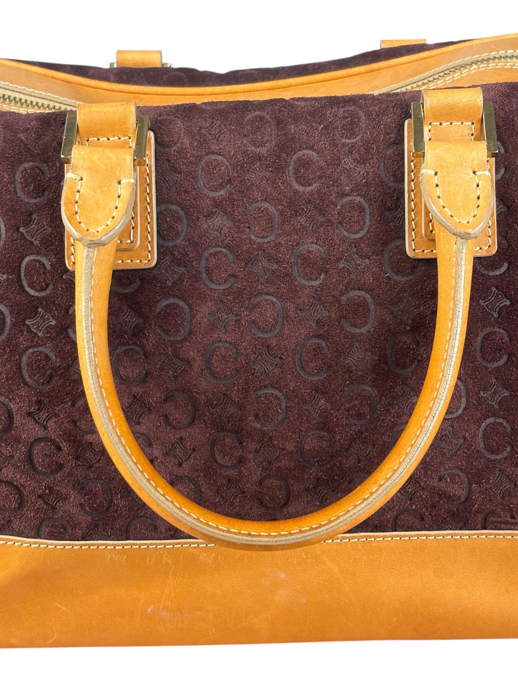 Celine Vintage Suede Macadam Leather Bowler Bag