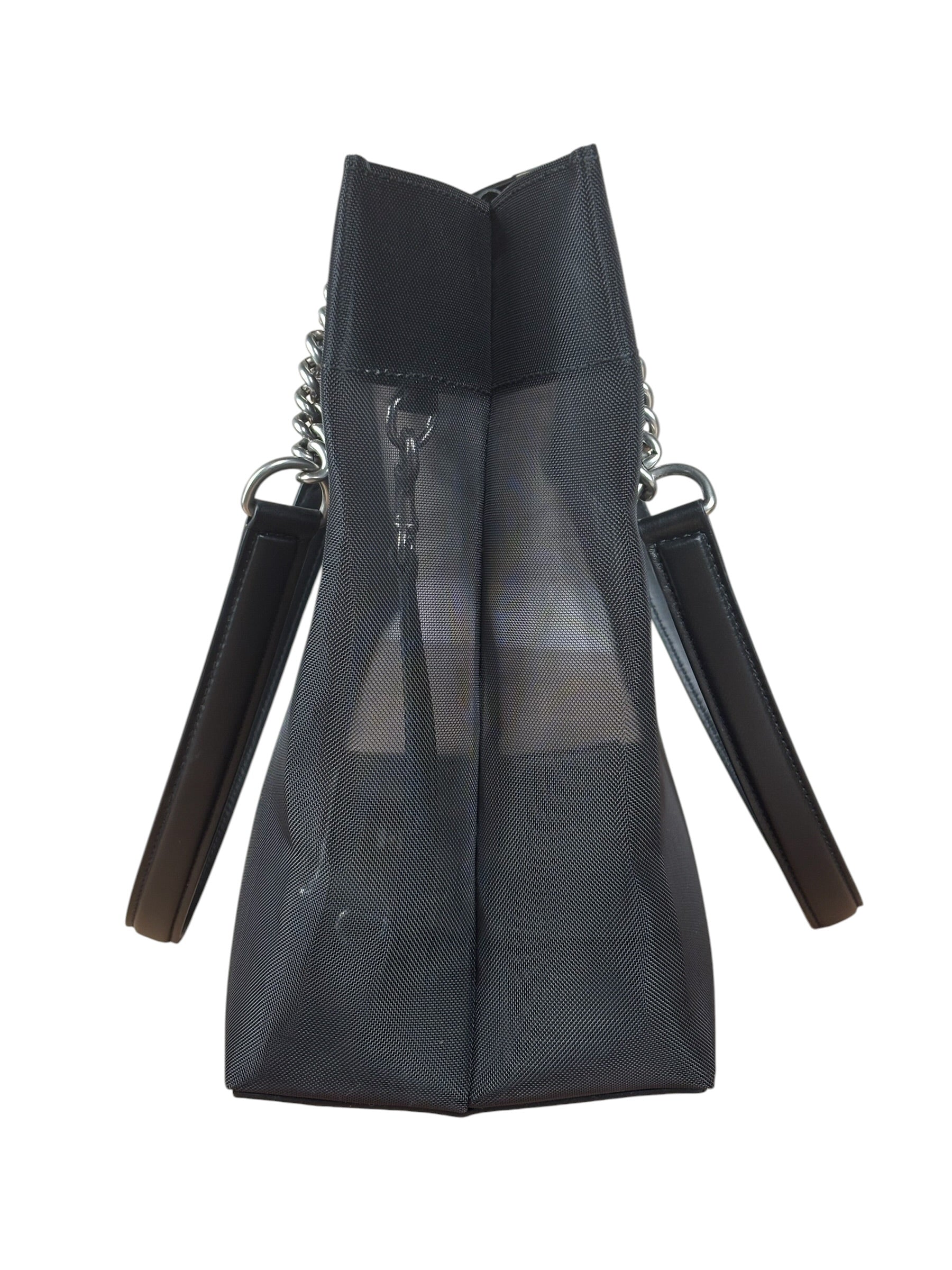 Balenciaga Black Leather Trim Mesh Duty Free Tote Bag