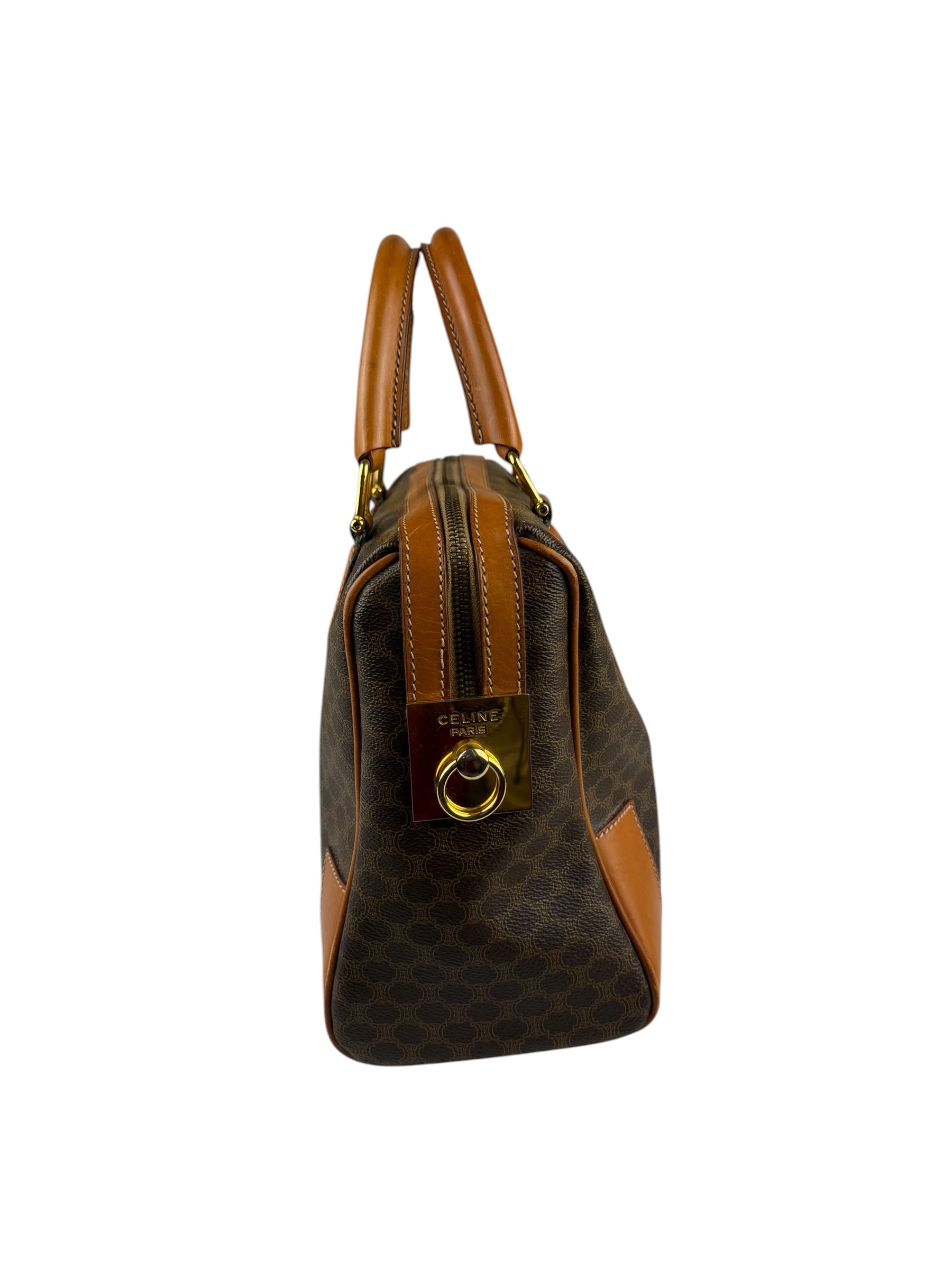 Celine Vintage Macadam Canvas Boston Bag