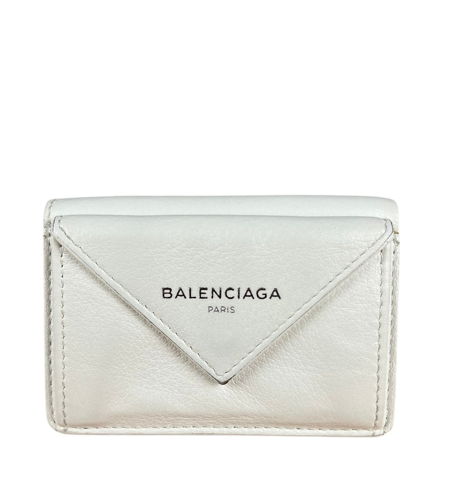 Balenciaga White Leather Papier Compact Wallet