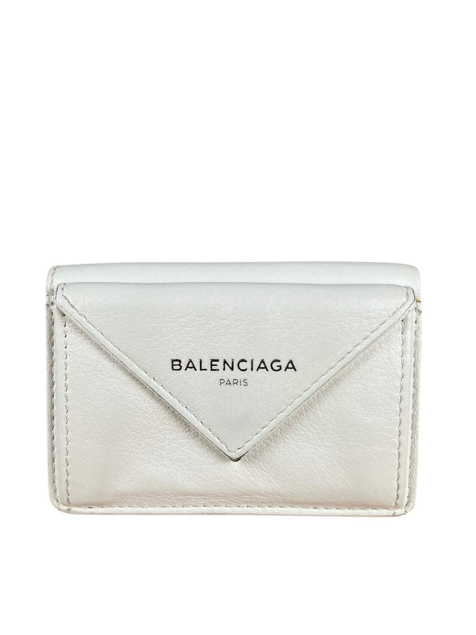 Balenciaga White Leather Papier Compact Wallet