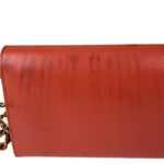Prada Coral-Red Saffiano Leather Wallet On Chain