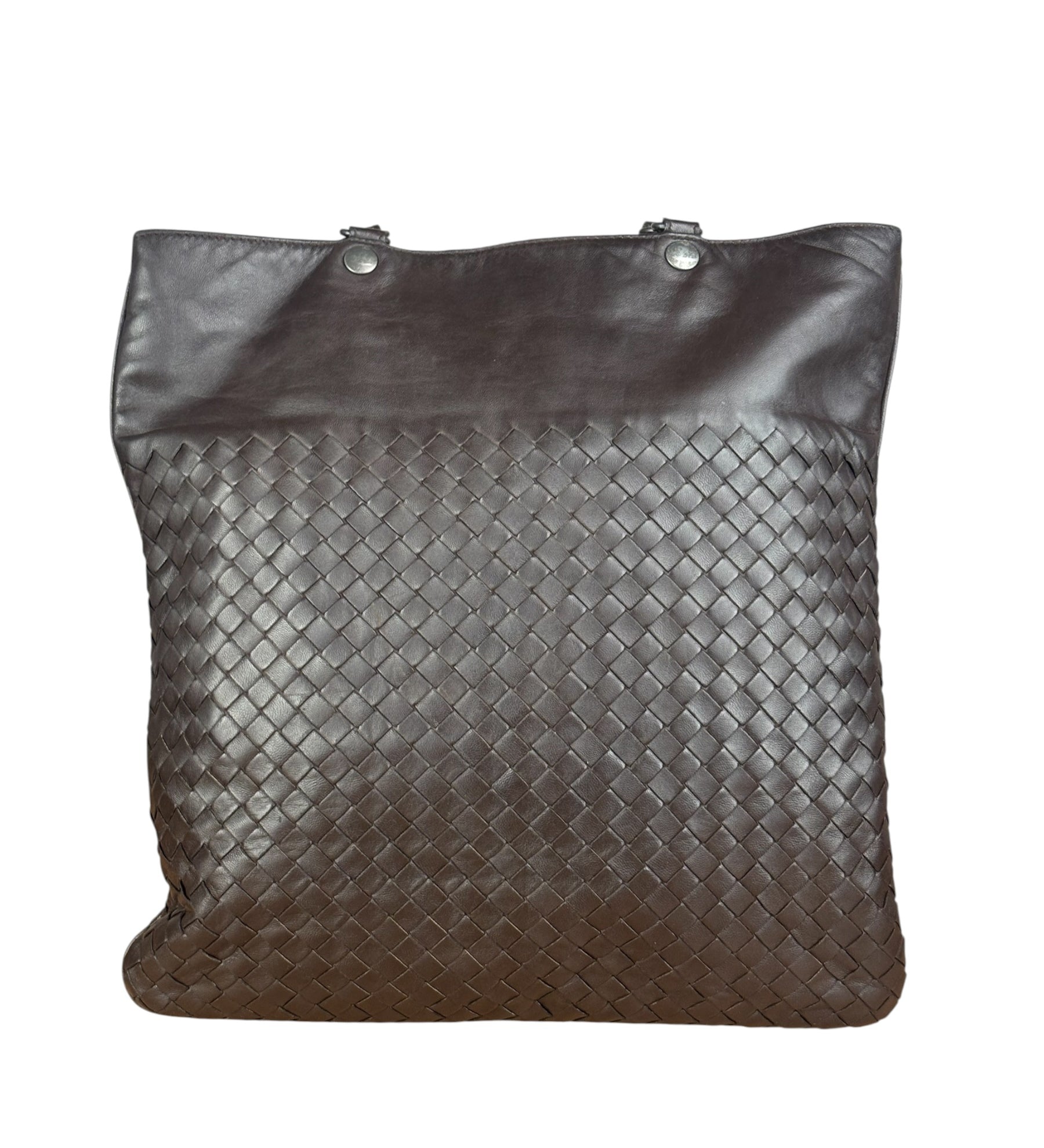 Bottega Veneta Chocolate Brown Leather Intercciato Tote Bag