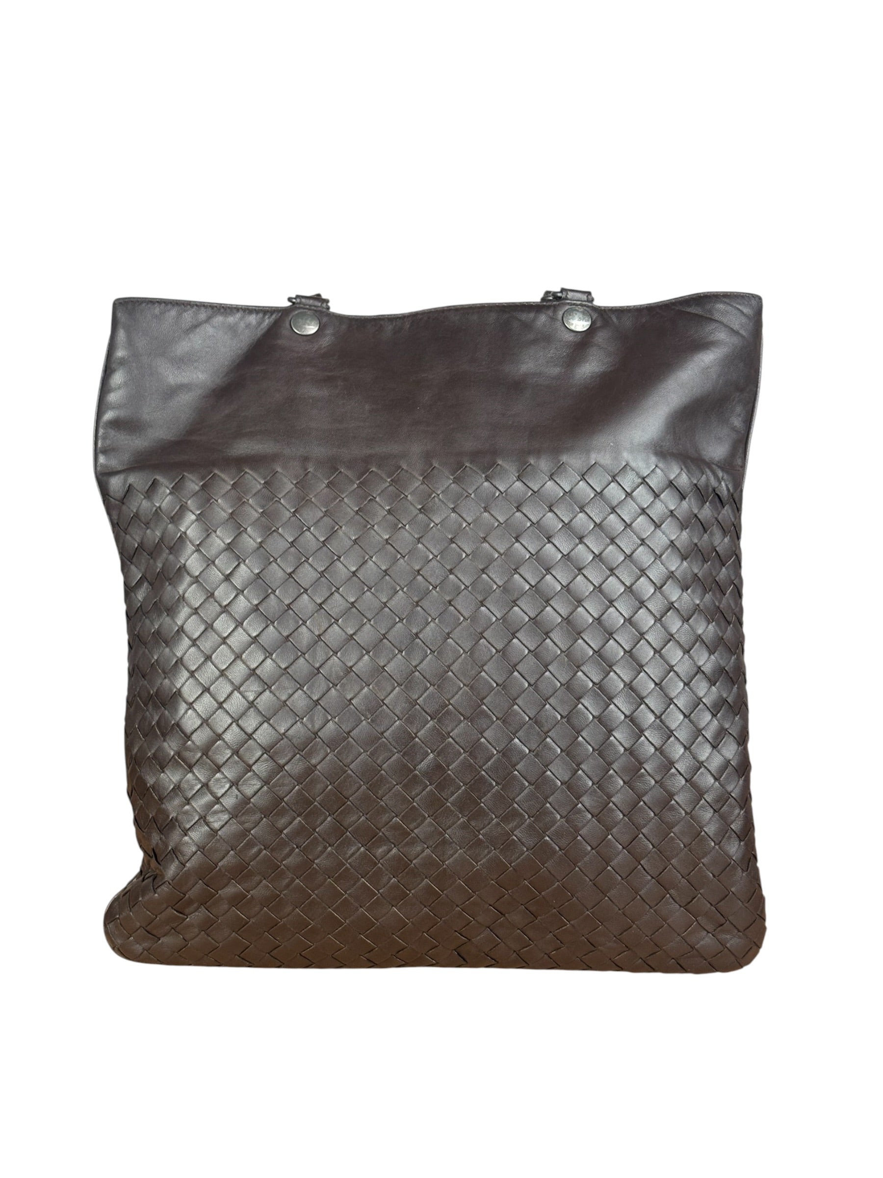 Bottega Veneta Chocolate Brown Leather Intercciato Tote Bag