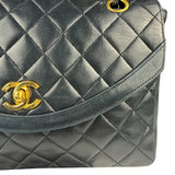 Chanel Black Quilted Lambskin Half Moon Flap 1989