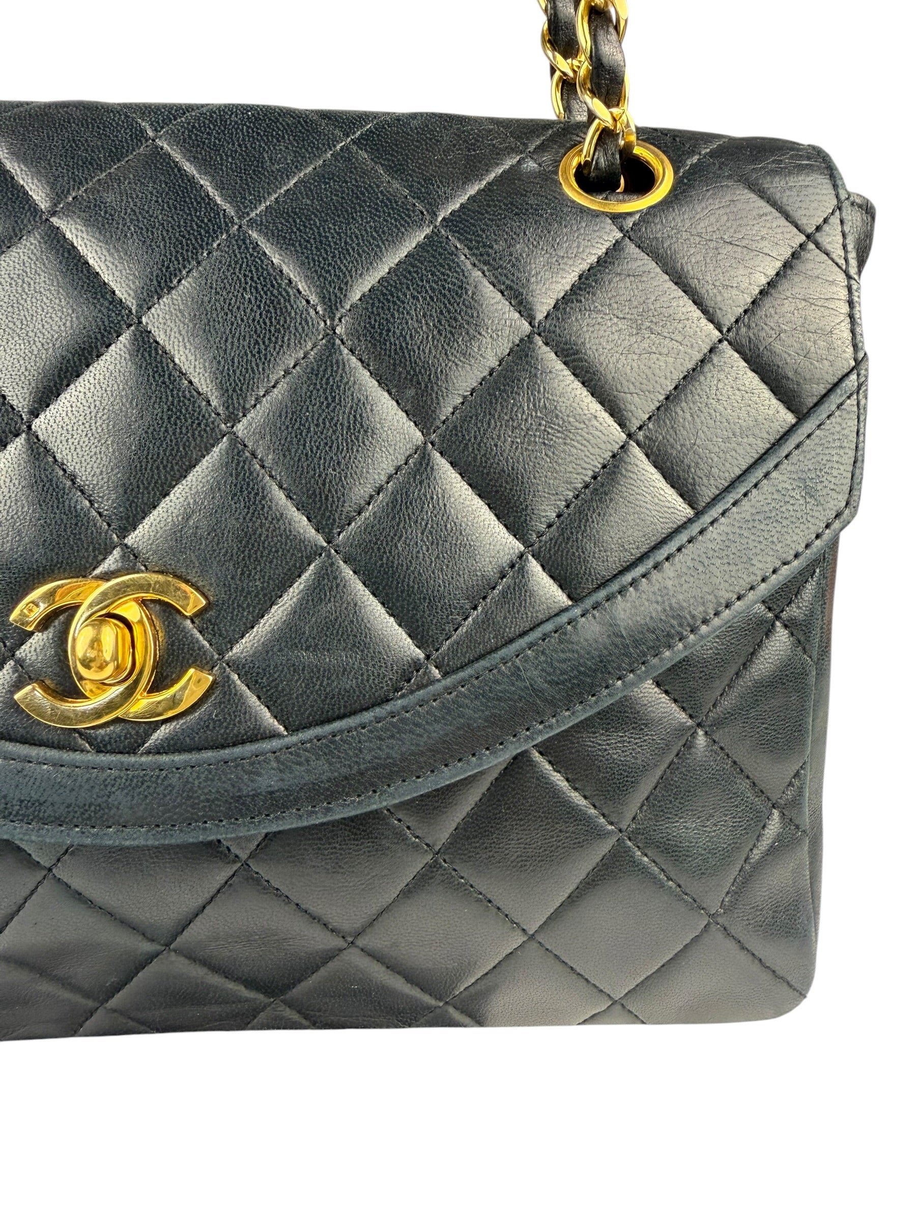 Chanel Black Quilted Lambskin Half Moon Flap 1989