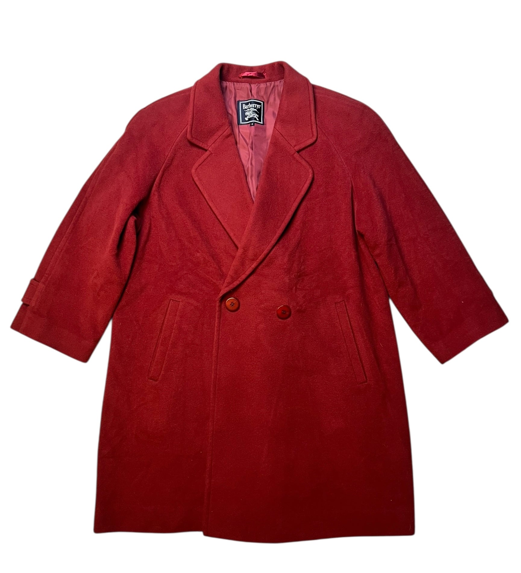 Burberry Vintage Dark Red Wool Mid Length Coat