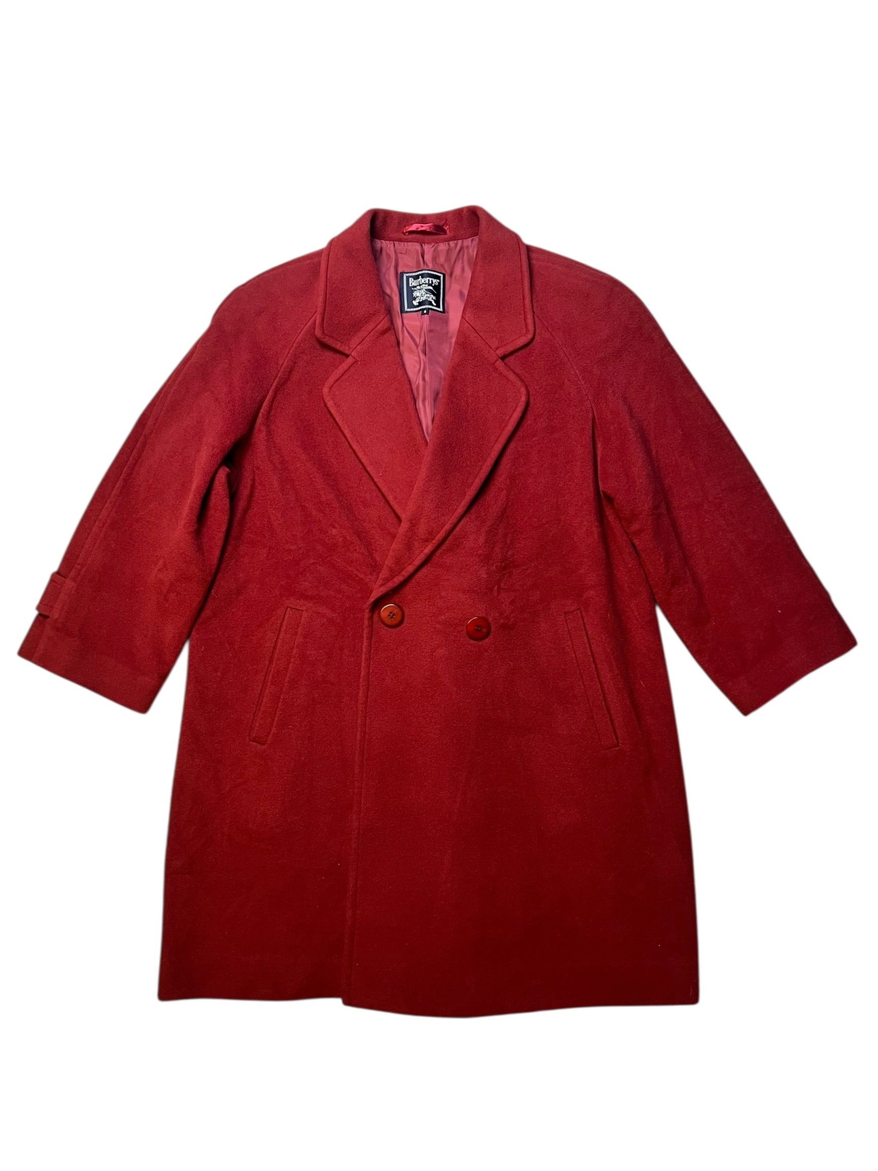 Burberry Vintage Dark Red Wool Mid Length Coat