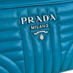 Prada Teal Diagramme Leather Chain Crossbody
