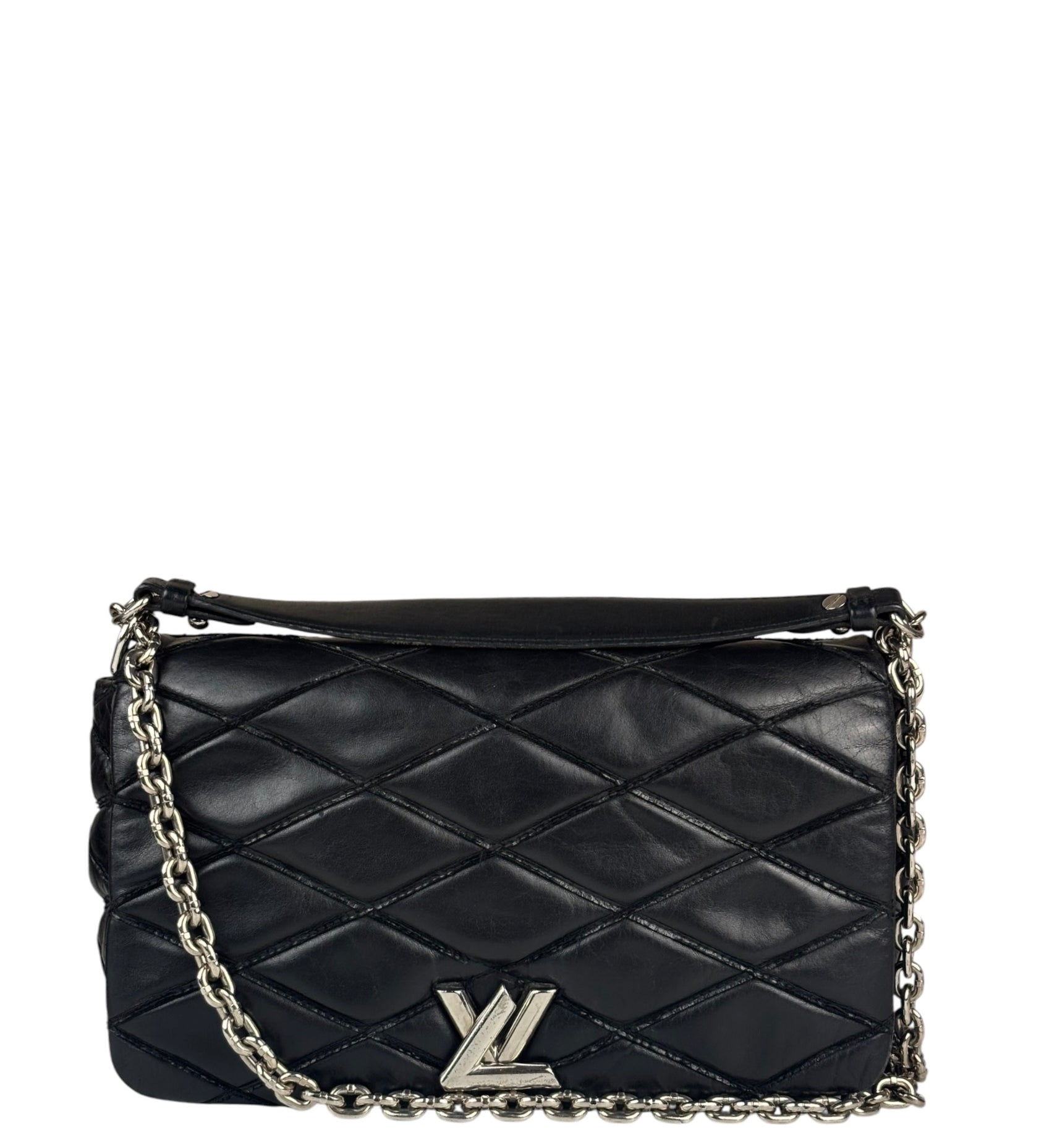 Louis Vuitton Black Quilted Lambskin Chain Flap Bag
