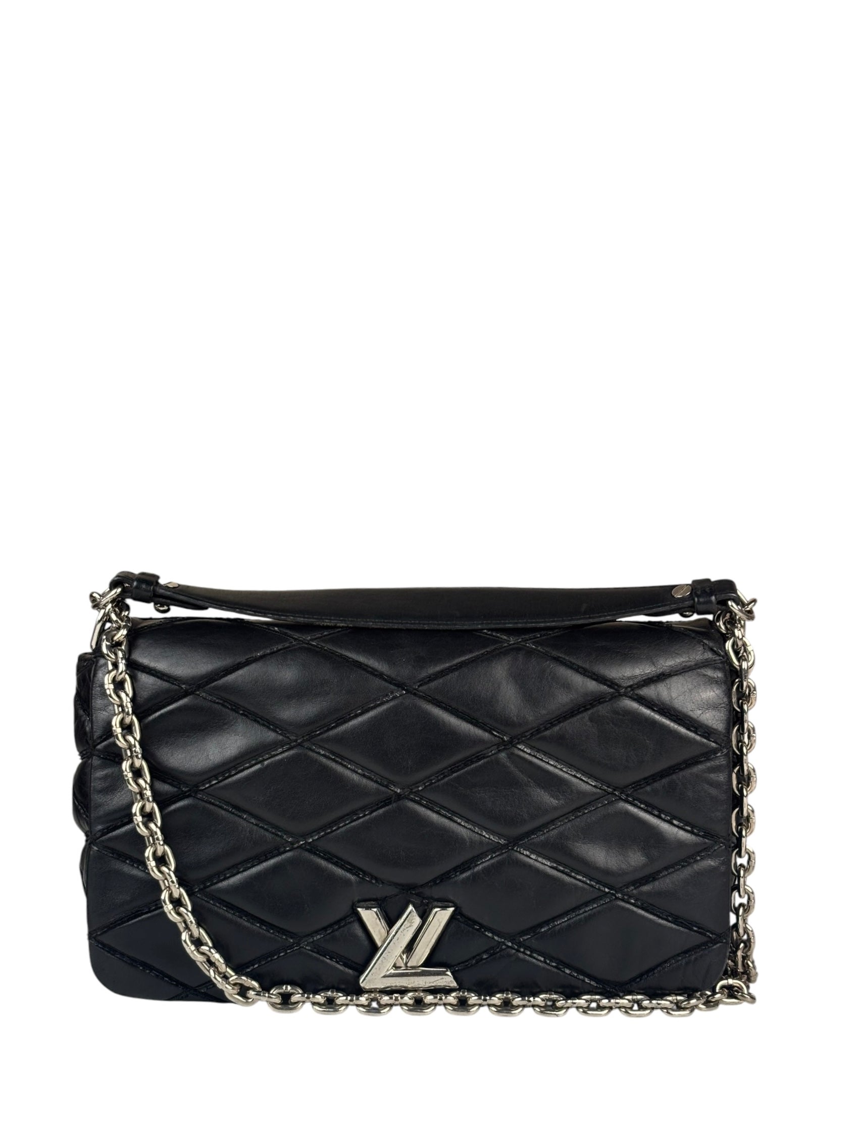 Louis Vuitton Black Quilted Lambskin Chain Flap Bag