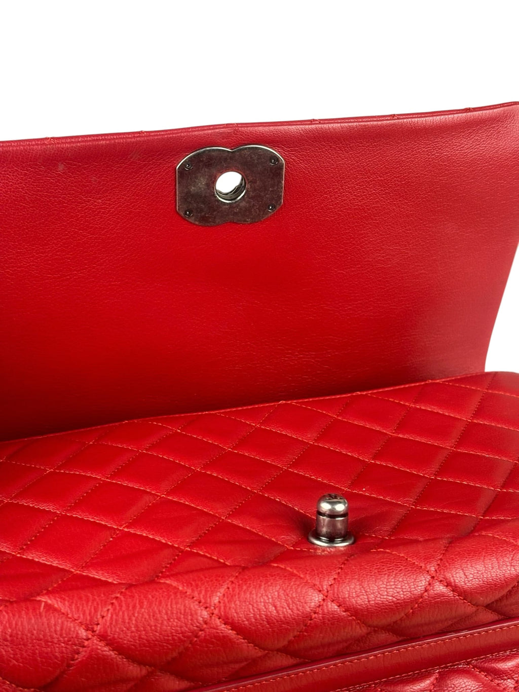 Chanel Red Quilted Lambskin Flap Bag 2015