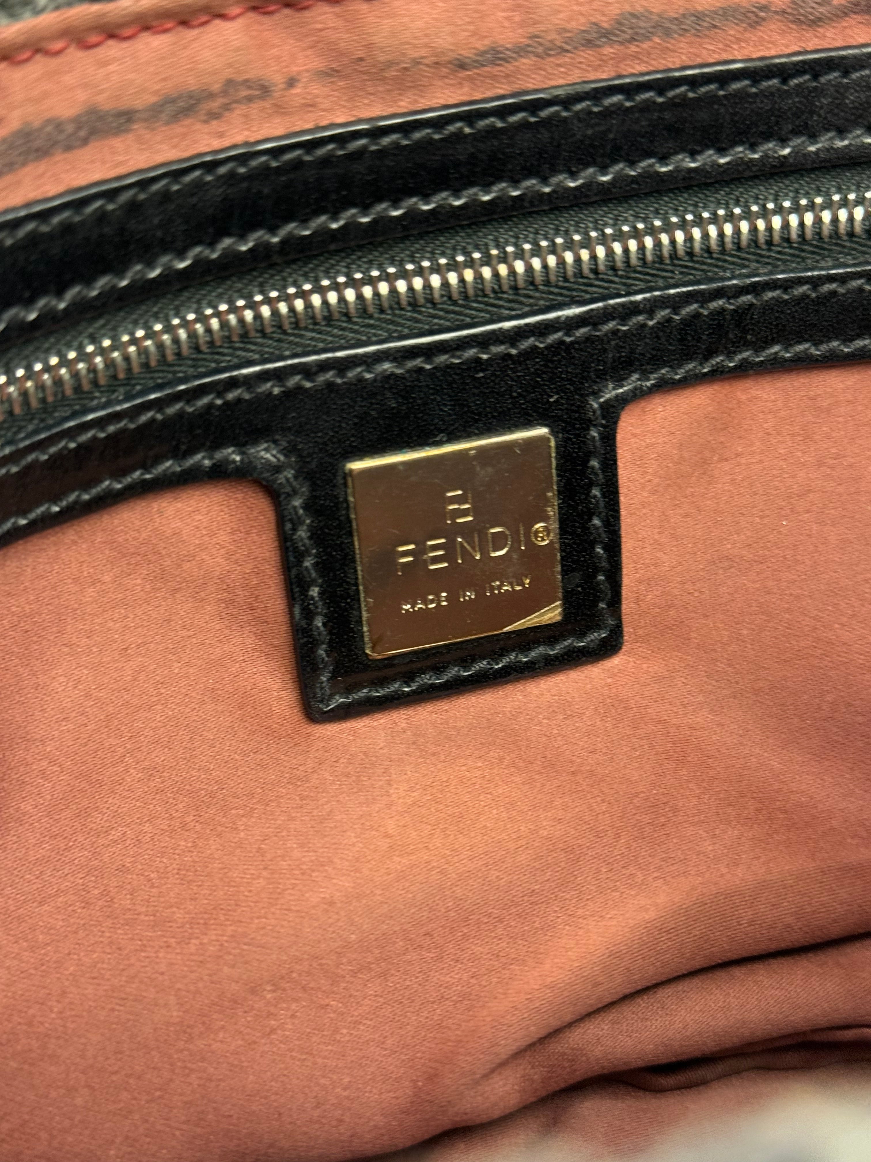 Fendi Vintage Grey/Black Knit Wool Baguette