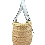 Loewe White Leather Raffia Basket Bag