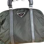 Prada Vintage Green Nylon Top Handle Bowler Bag