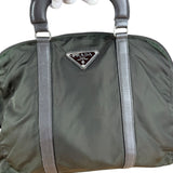 Prada Vintage Green Nylon Top Handle Bowler Bag