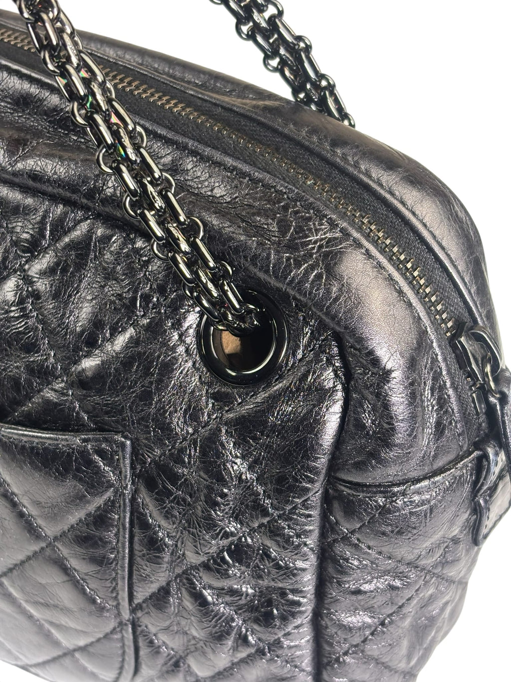 Chanel Metallic Black Quilted Calfskin Reissue Camera Case 2008