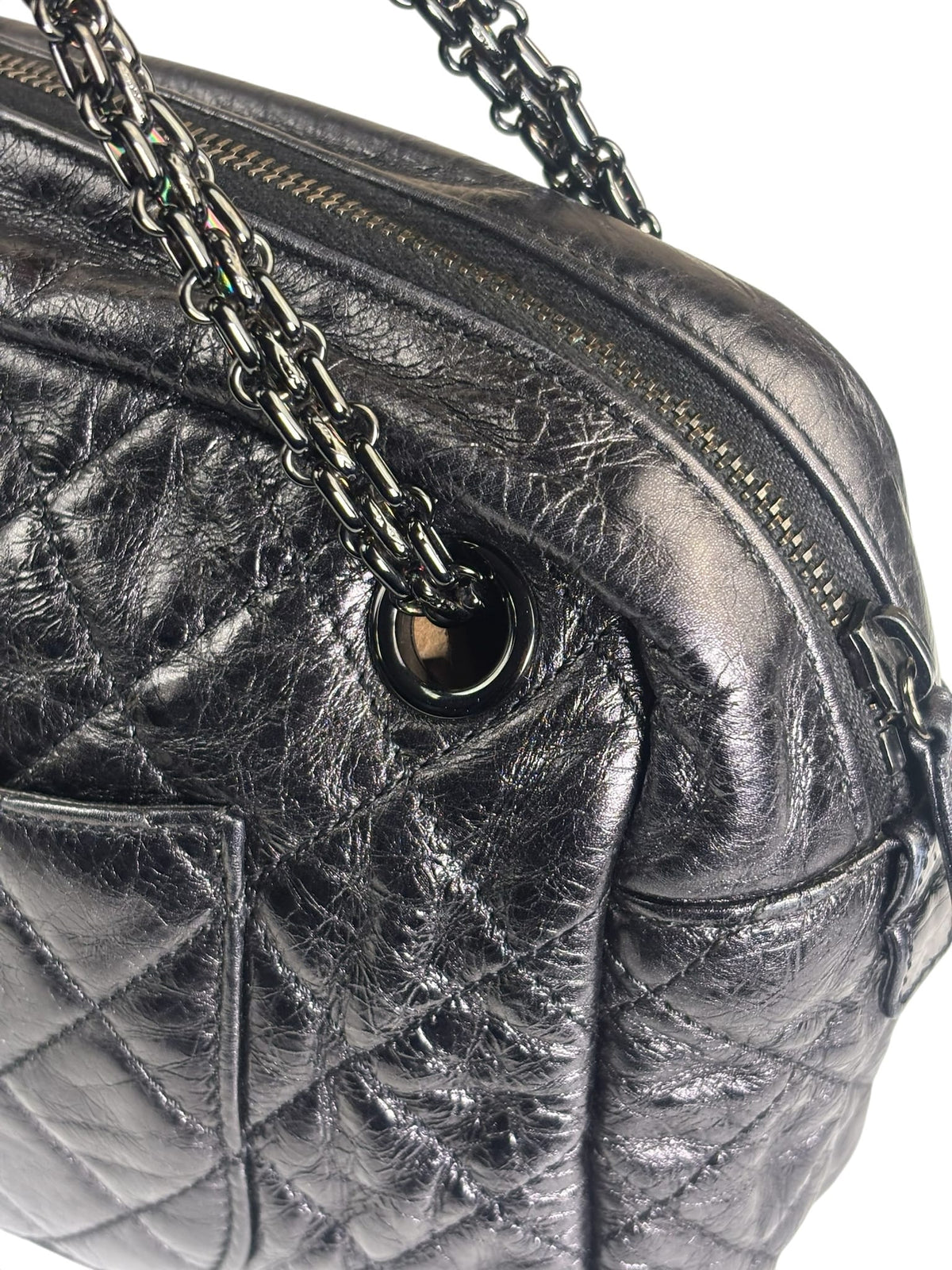 Chanel Metallic Black Quilted Calfskin Reissue Camera Case 2008