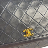 Chanel Vintage Navy Quilted Lambskin Flap Bag 1989