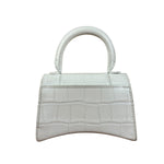 Balenciaga White Croc Embossed Nano Hourglass Bag
