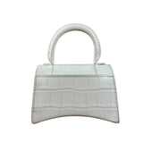 Balenciaga White Croc Embossed Nano Hourglass Bag