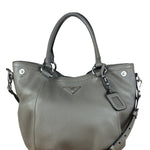 Prada Grey Vitello Daino Leather 2Way Handbag