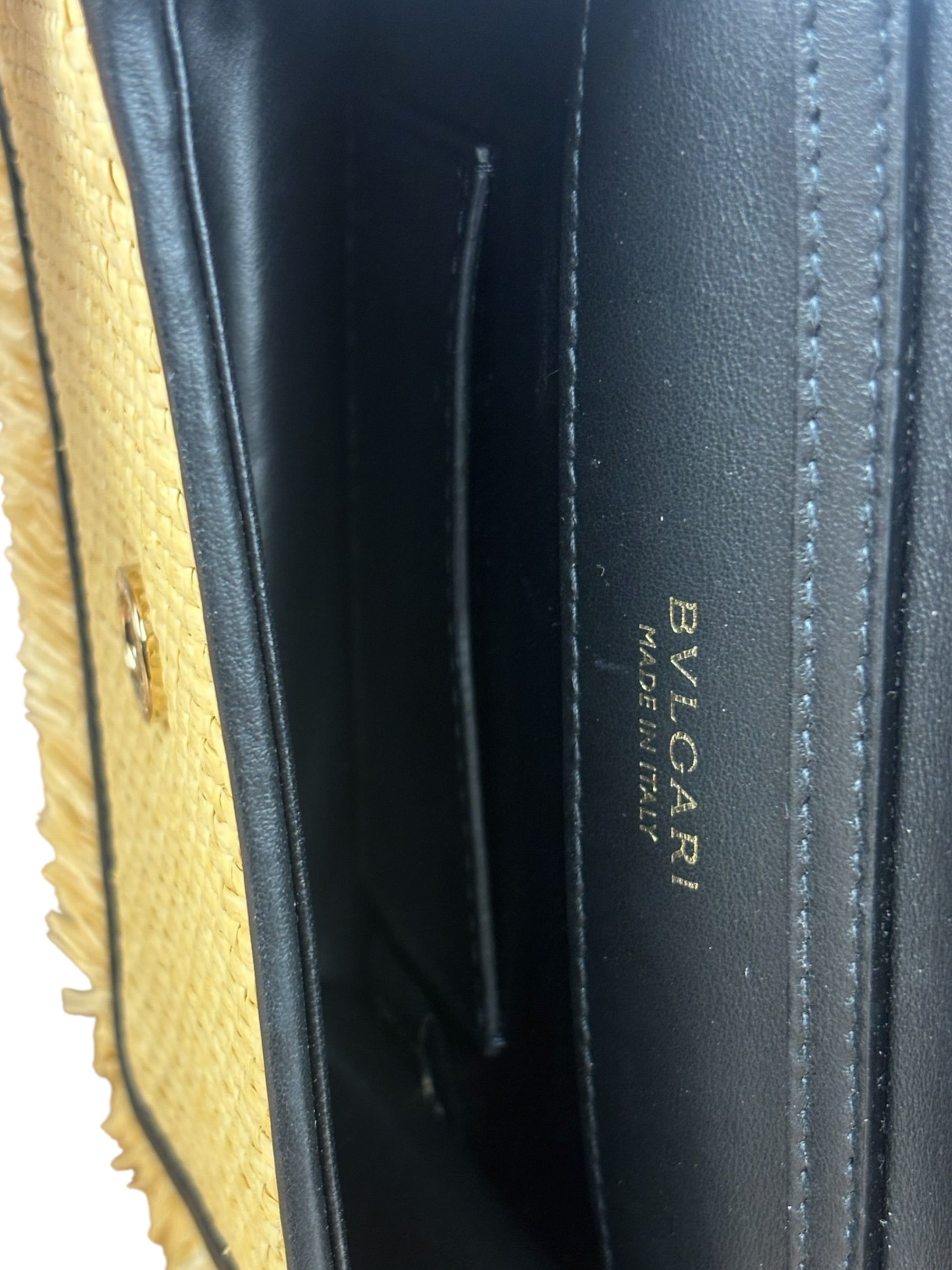 Bvlgari Serpenti Forever Mini Raffia Bag Beige