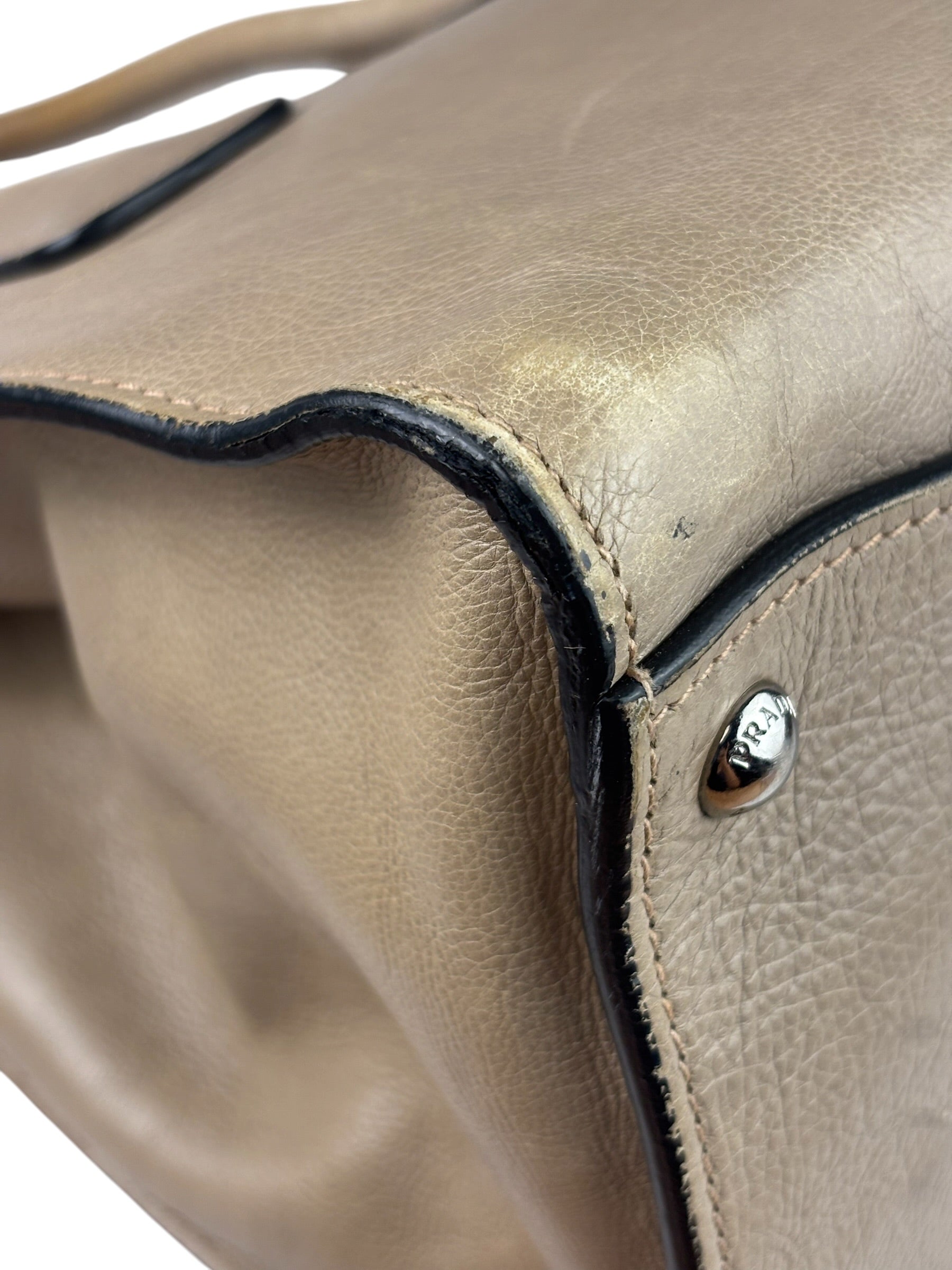 Prada Beige Glace Calf Twin Tote