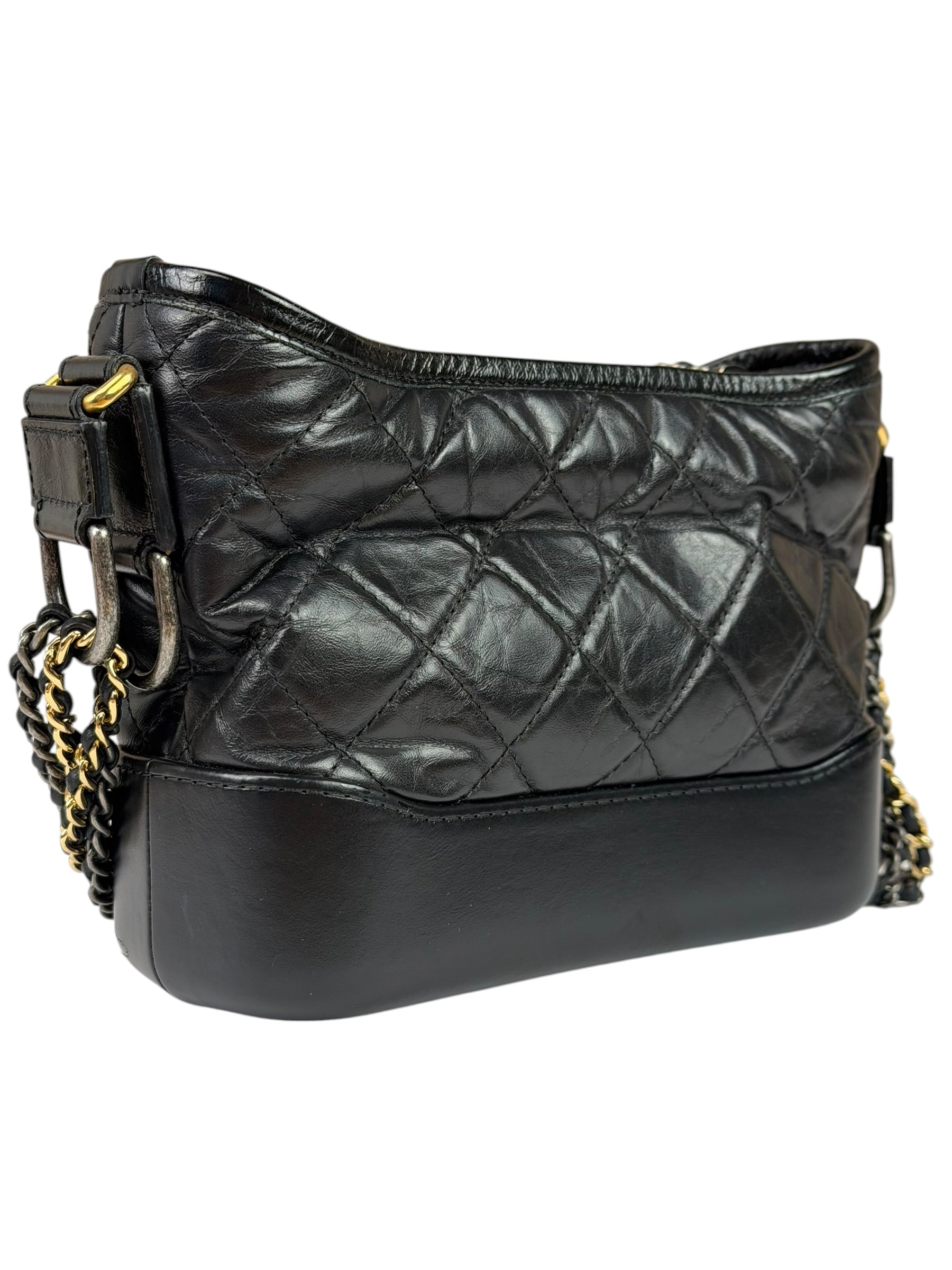 Chanel Black Quilted Leather Small Gabrielle Hobo Bag 2019