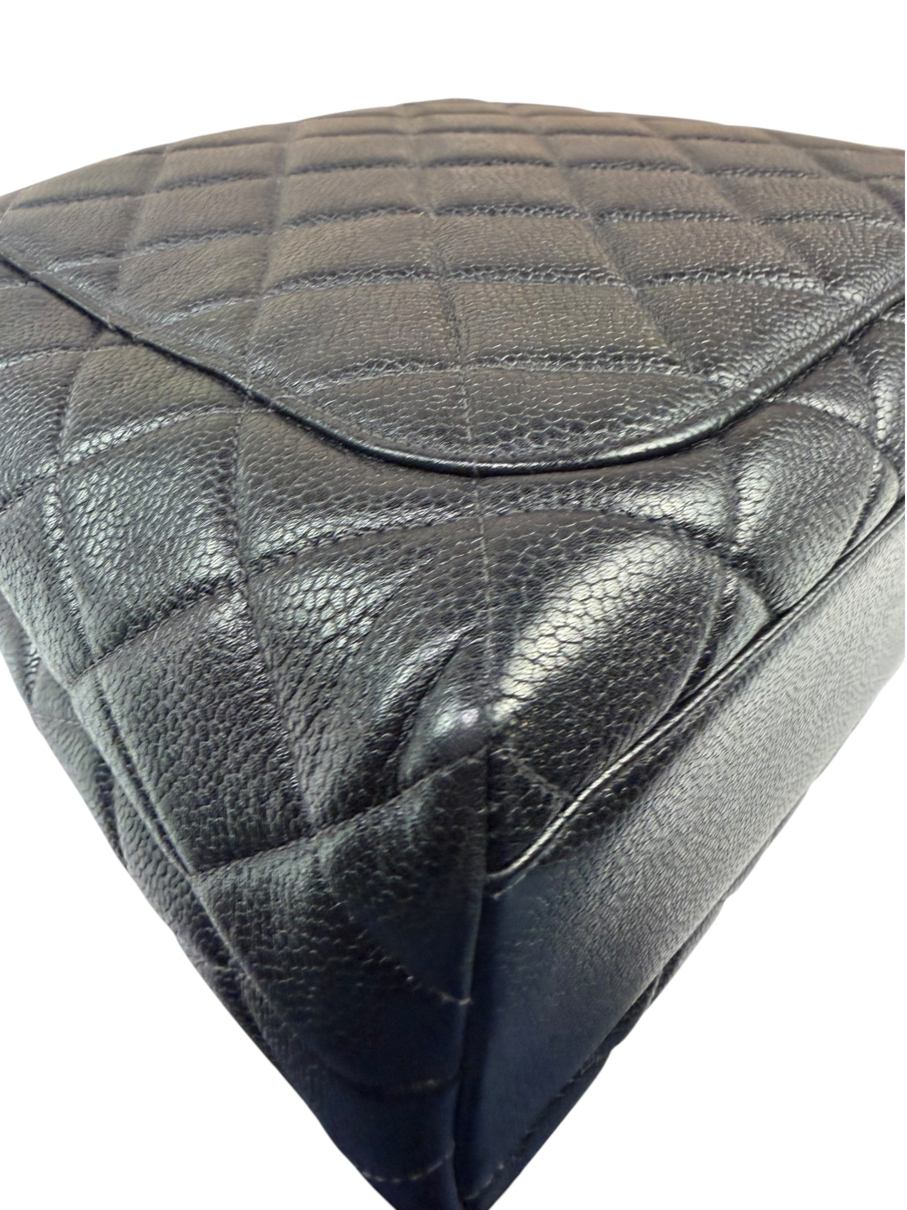Chanel Vintage Black Caviar Quilted Leather Kelly Top Handle Bag 1996