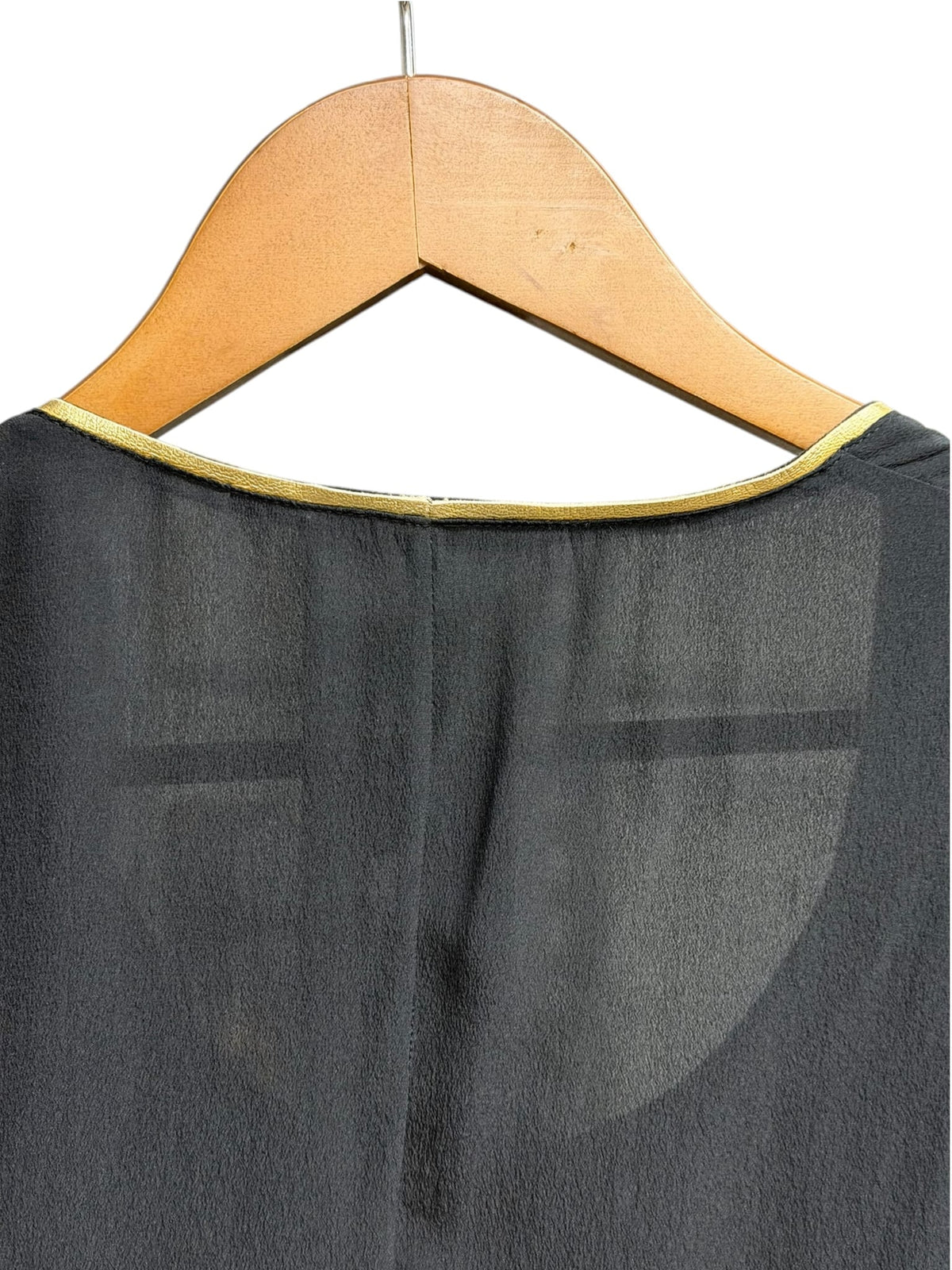 2008 Prada Black Silk Gold Leather Top