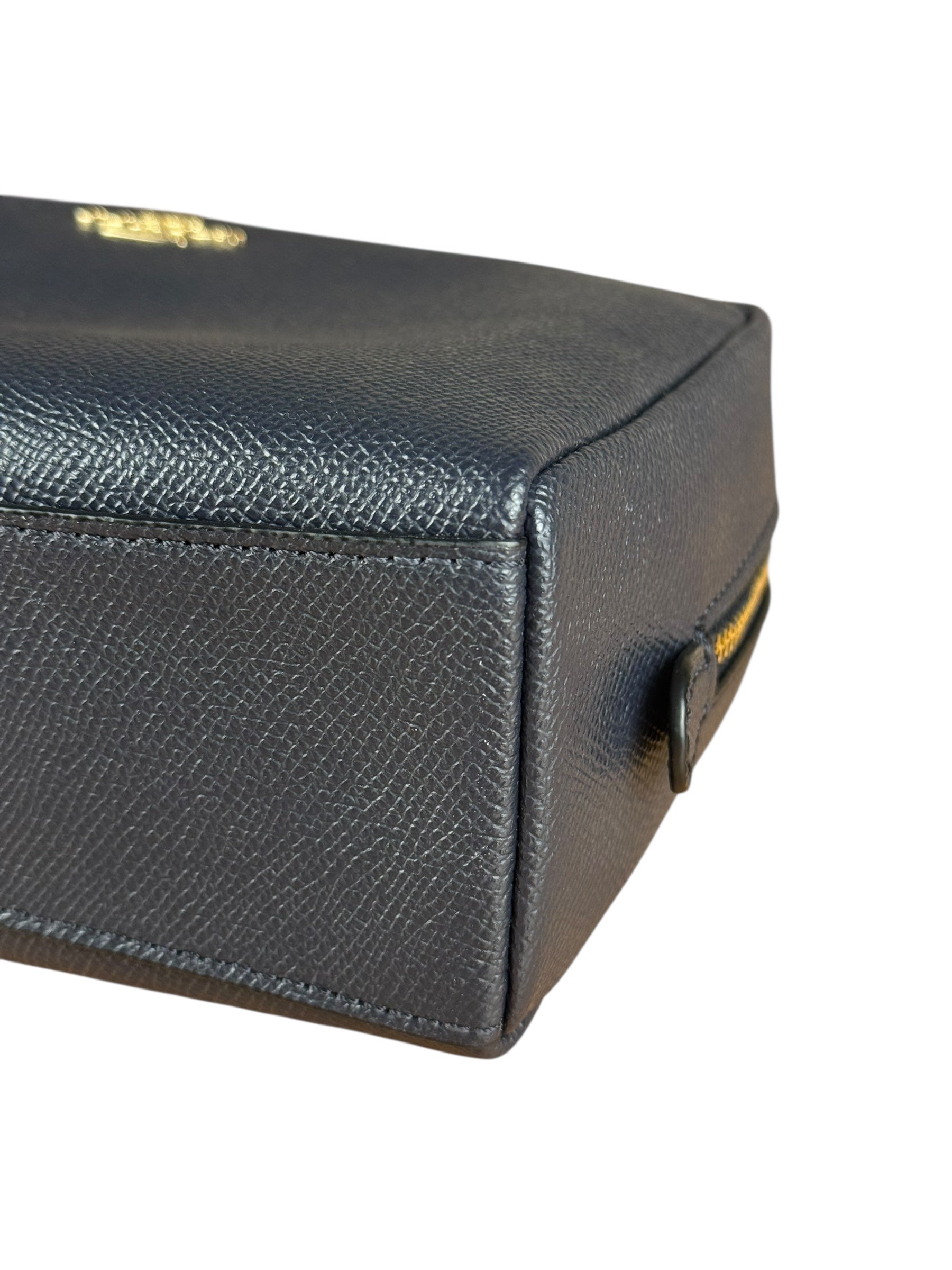 Coach Cosmetic Pouch Navy Blue Pebbled Leather