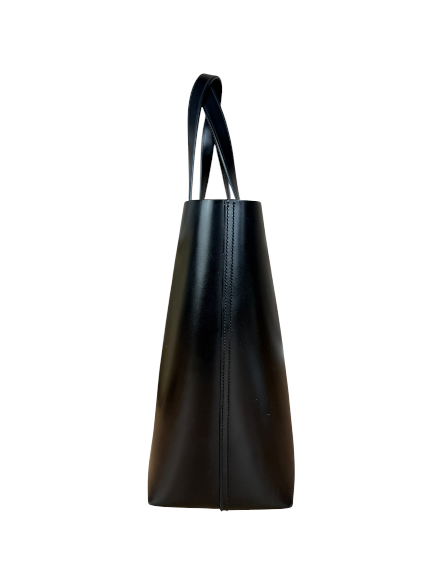 Saint Laurent Black Leather Shopping Tote Bag