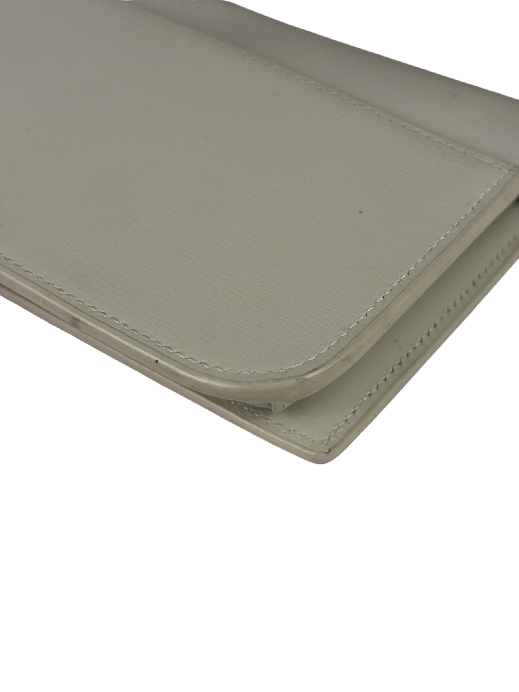YSL Beige Leather Cassandre Flap Phone Holder