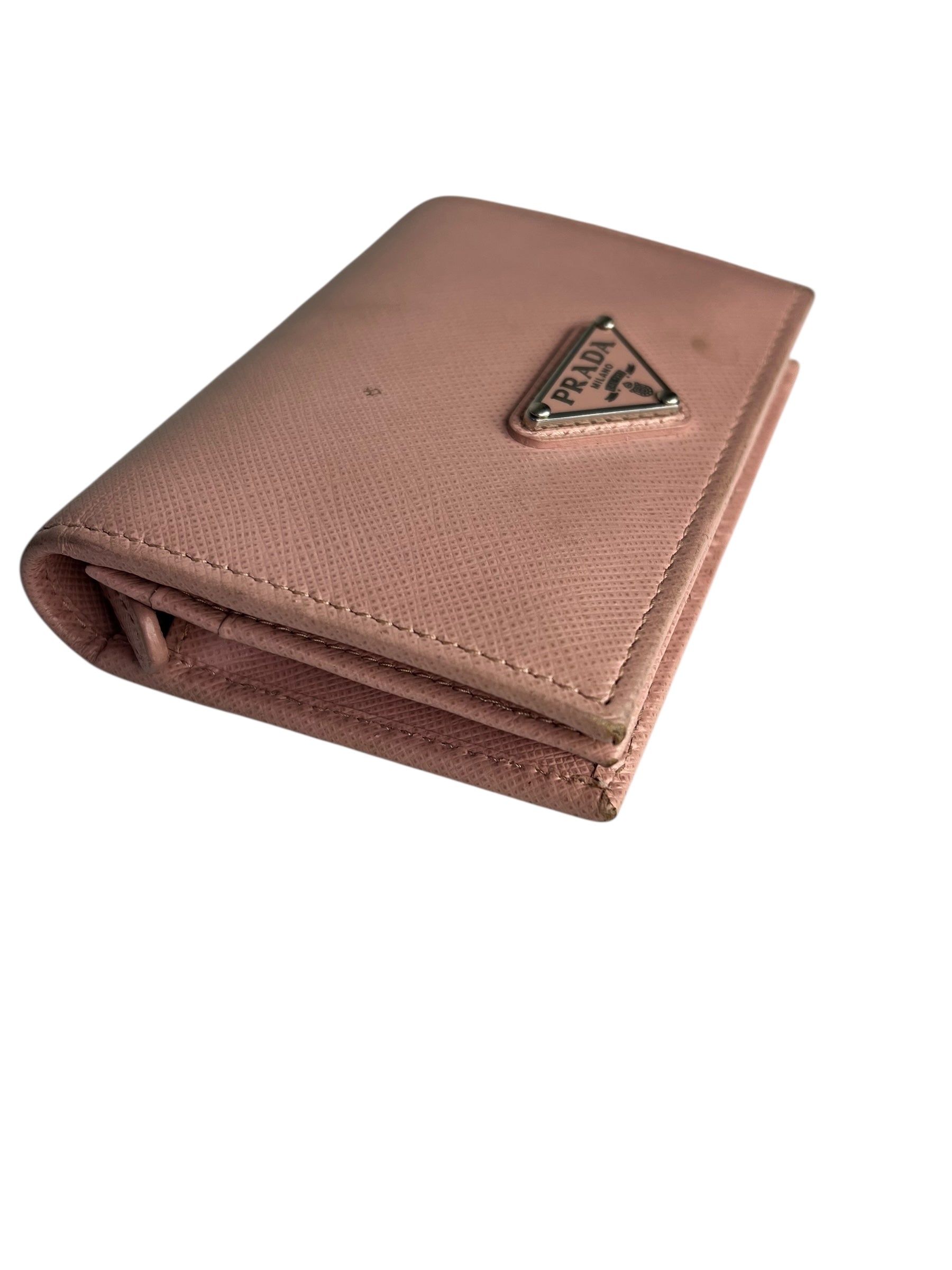 Prada Pink Saffiano Leather Compact Wallet