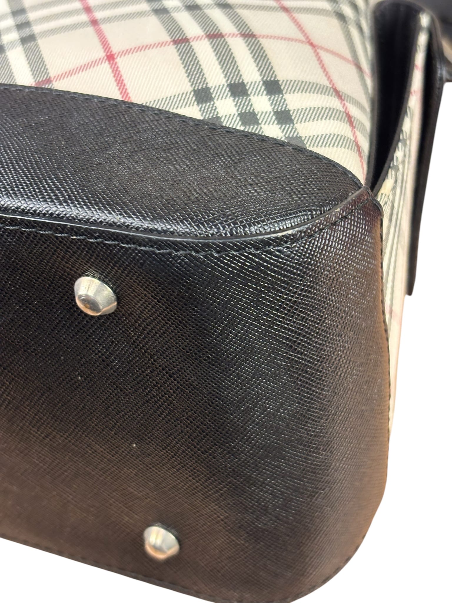 Burberry Black/Beige Saffiano Leather Trim Nova Check Hobo Bag