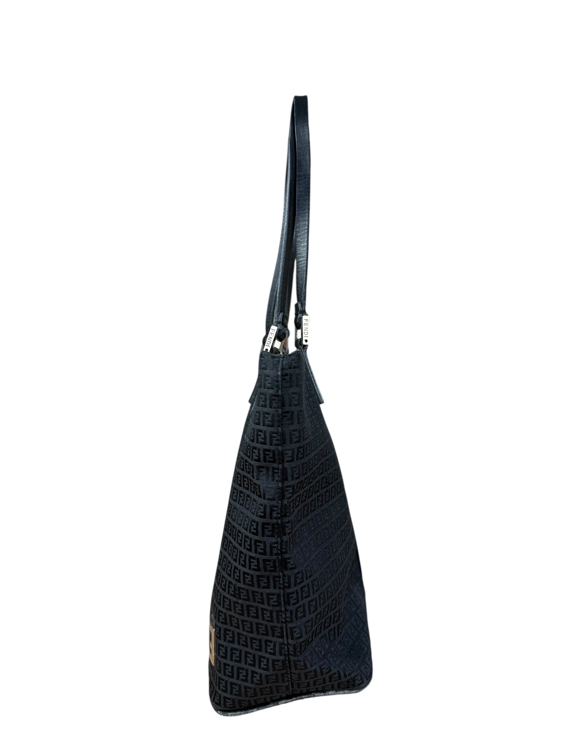 Fendi FF Black Canvas Logo Tote