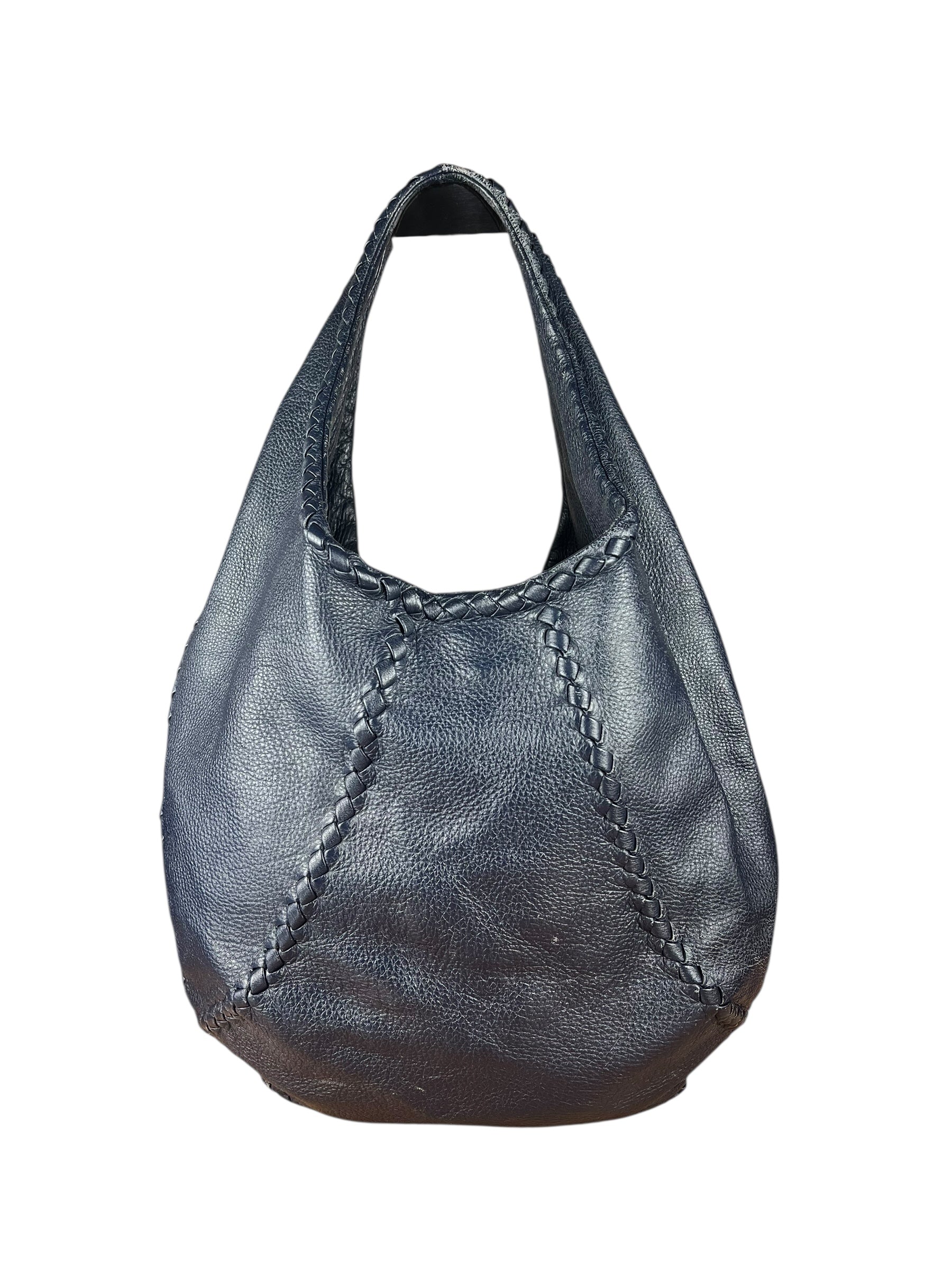 Bottega Veneta Blue Intrecciato Hobo Shoulder Bag
