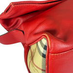 Burberry Red Leather Haymarket Check Shoulder Bag