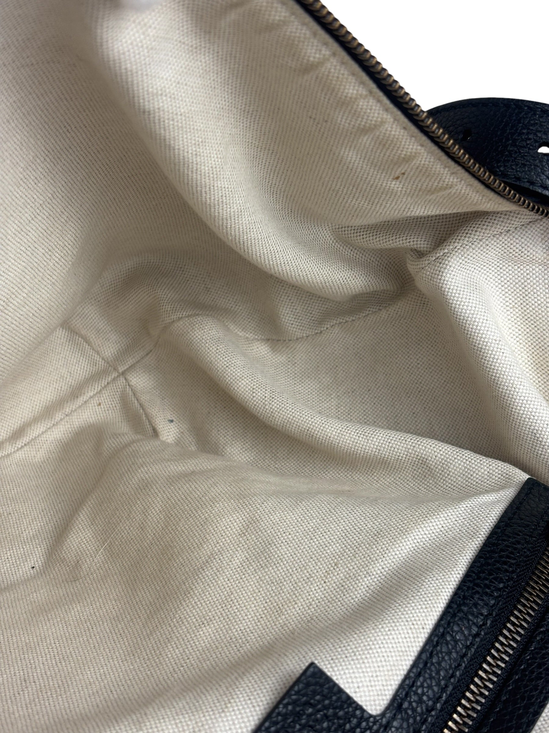 Gucci Black Pebbled Leather Half Moon Hobo Bag