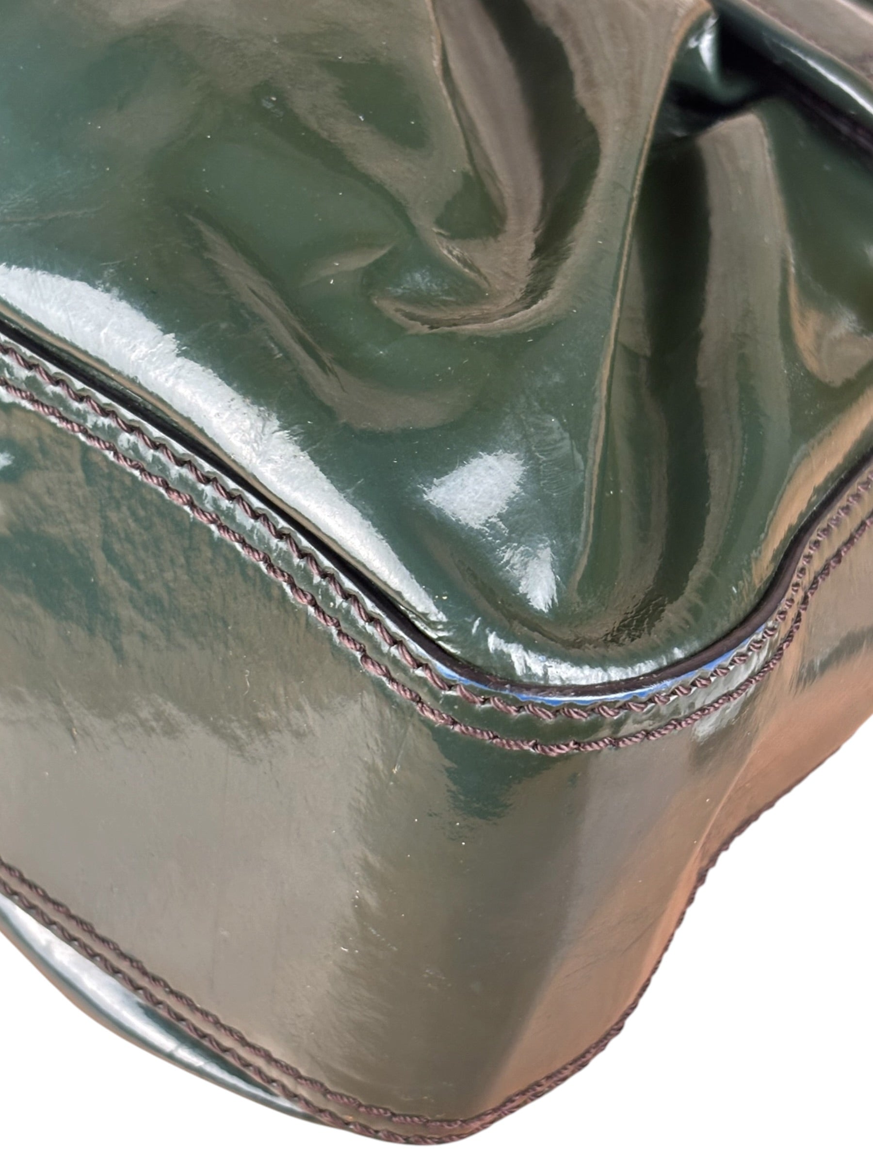 Fendi Vintage Green Patent Leather B Handbag