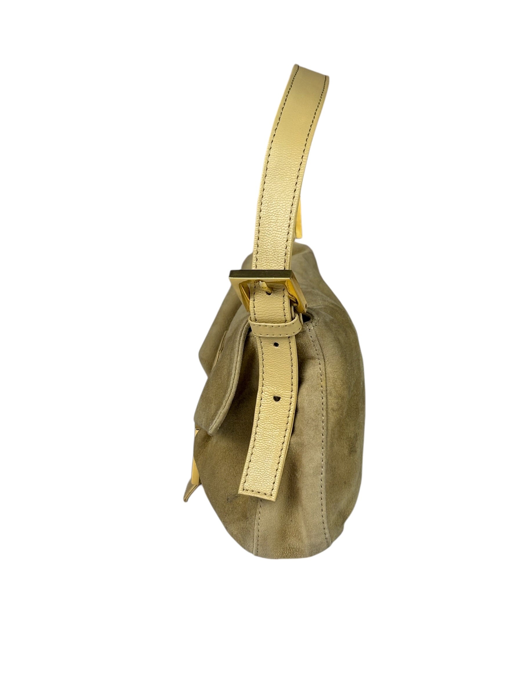 Fendi Beige Suede/Leather Trim Baguette