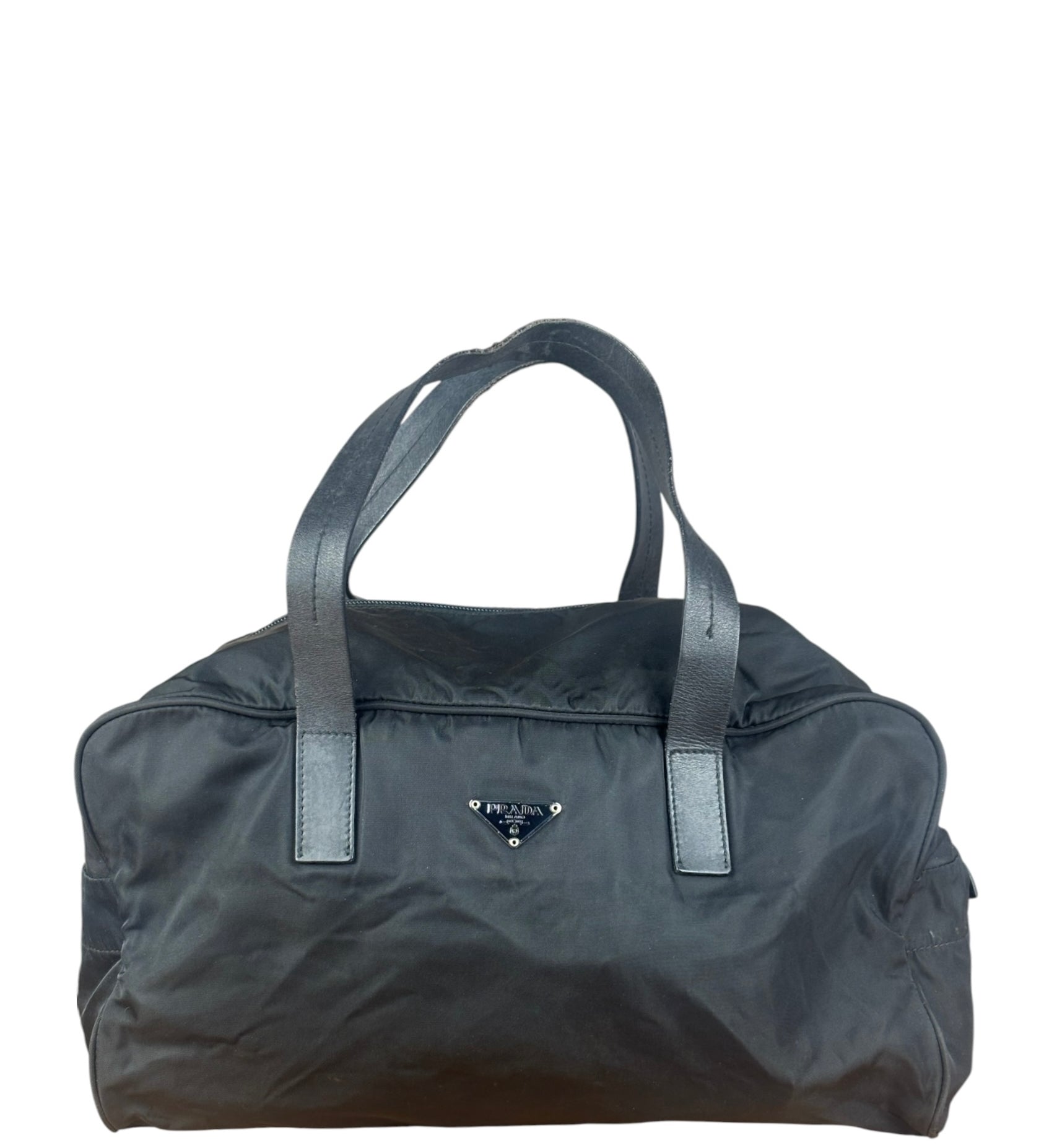 Prada Vintage Black Nylon Bowler Bag