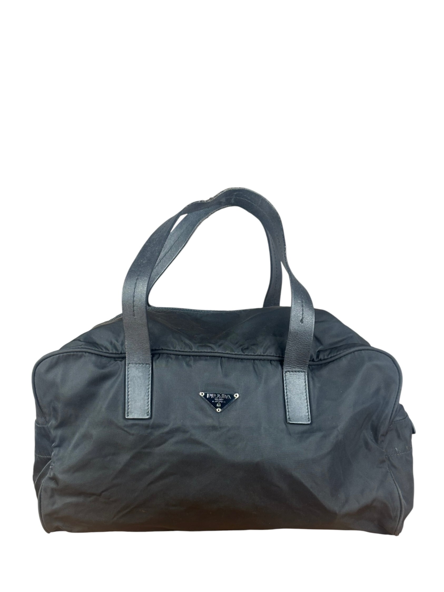 Prada Vintage Black Nylon Bowler Bag