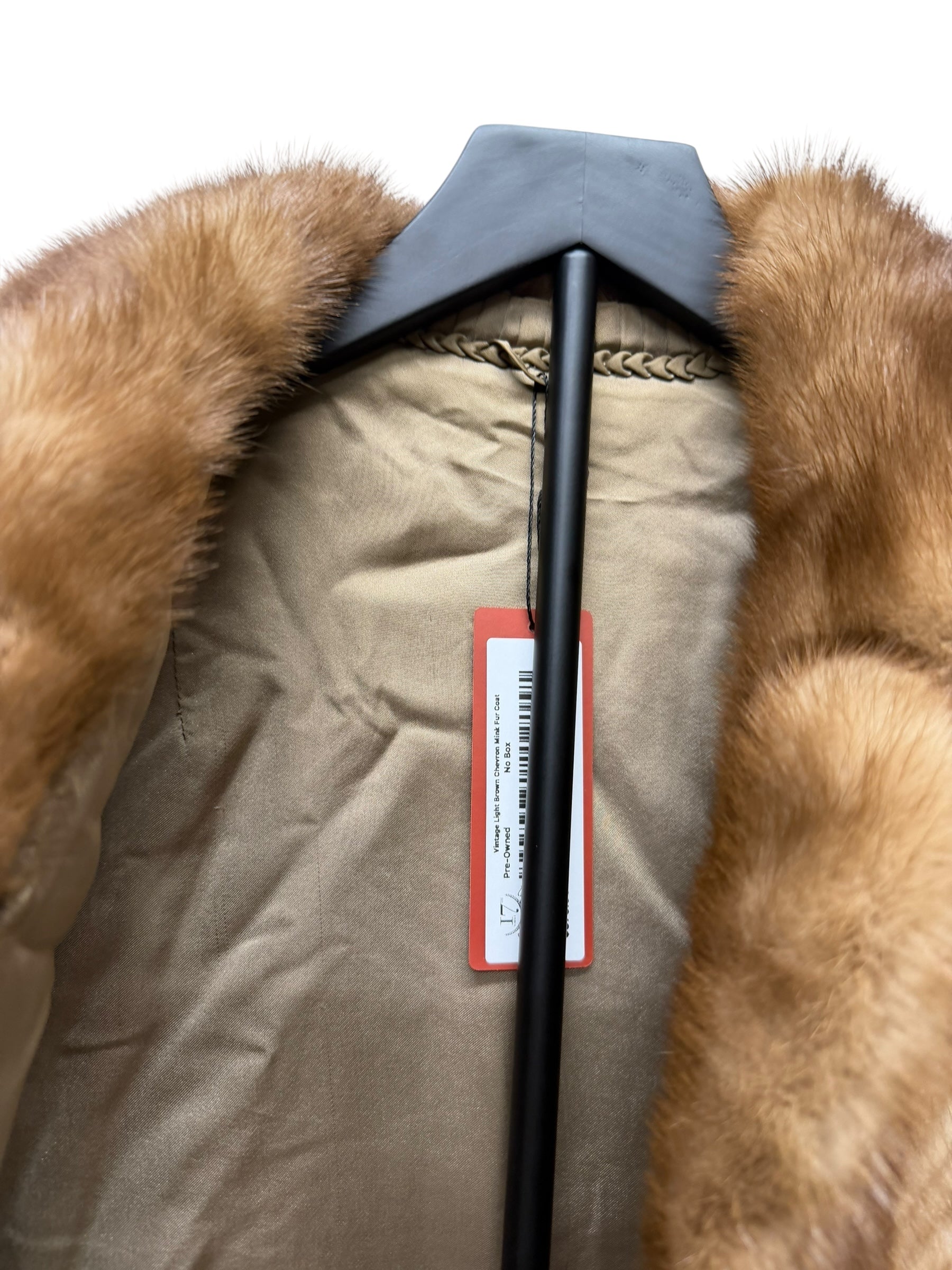 Vintage Light Brown Chevron Mink Fur Coat