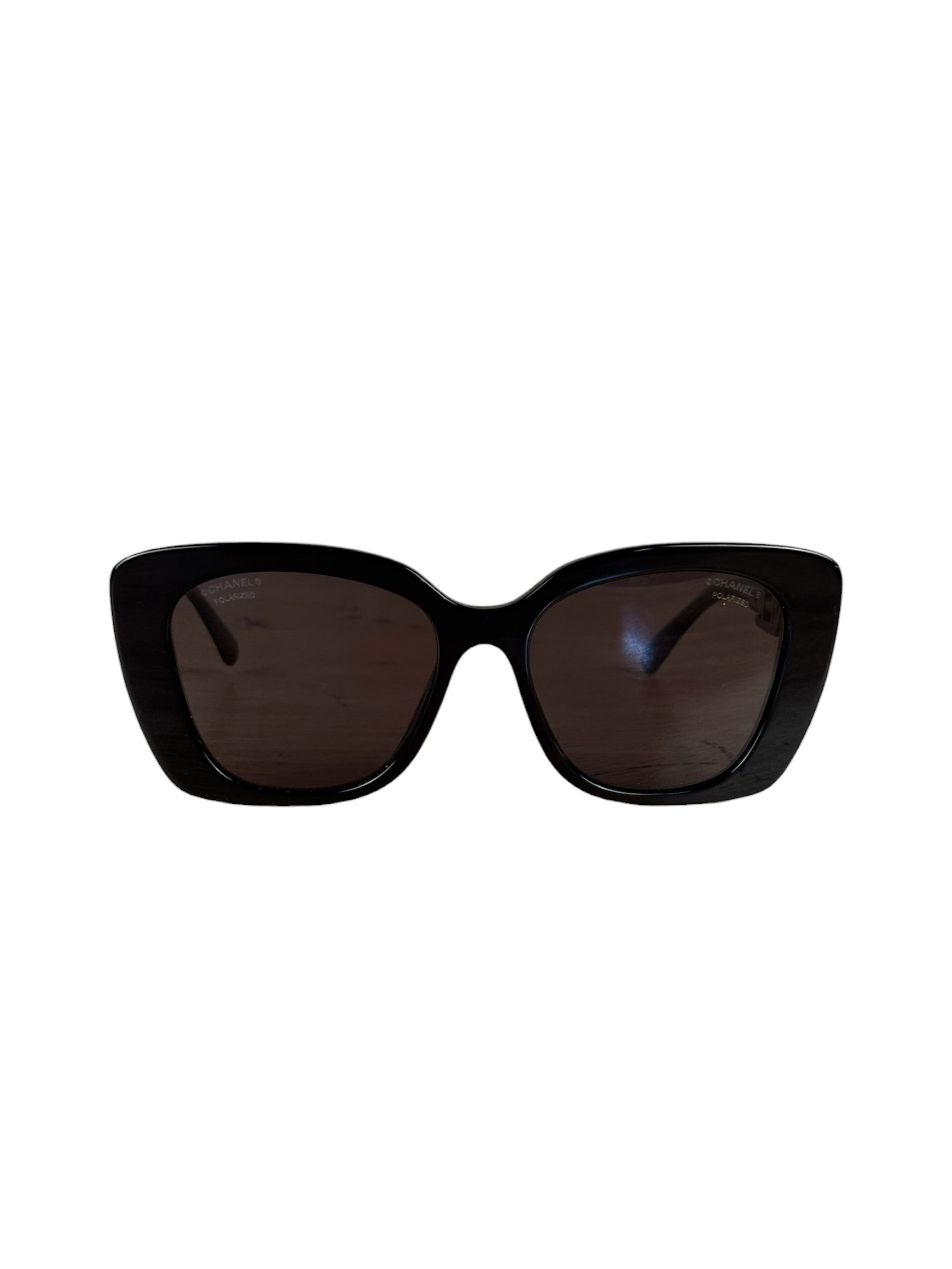 Chanel Rhinestone Logo Square Sunglasses